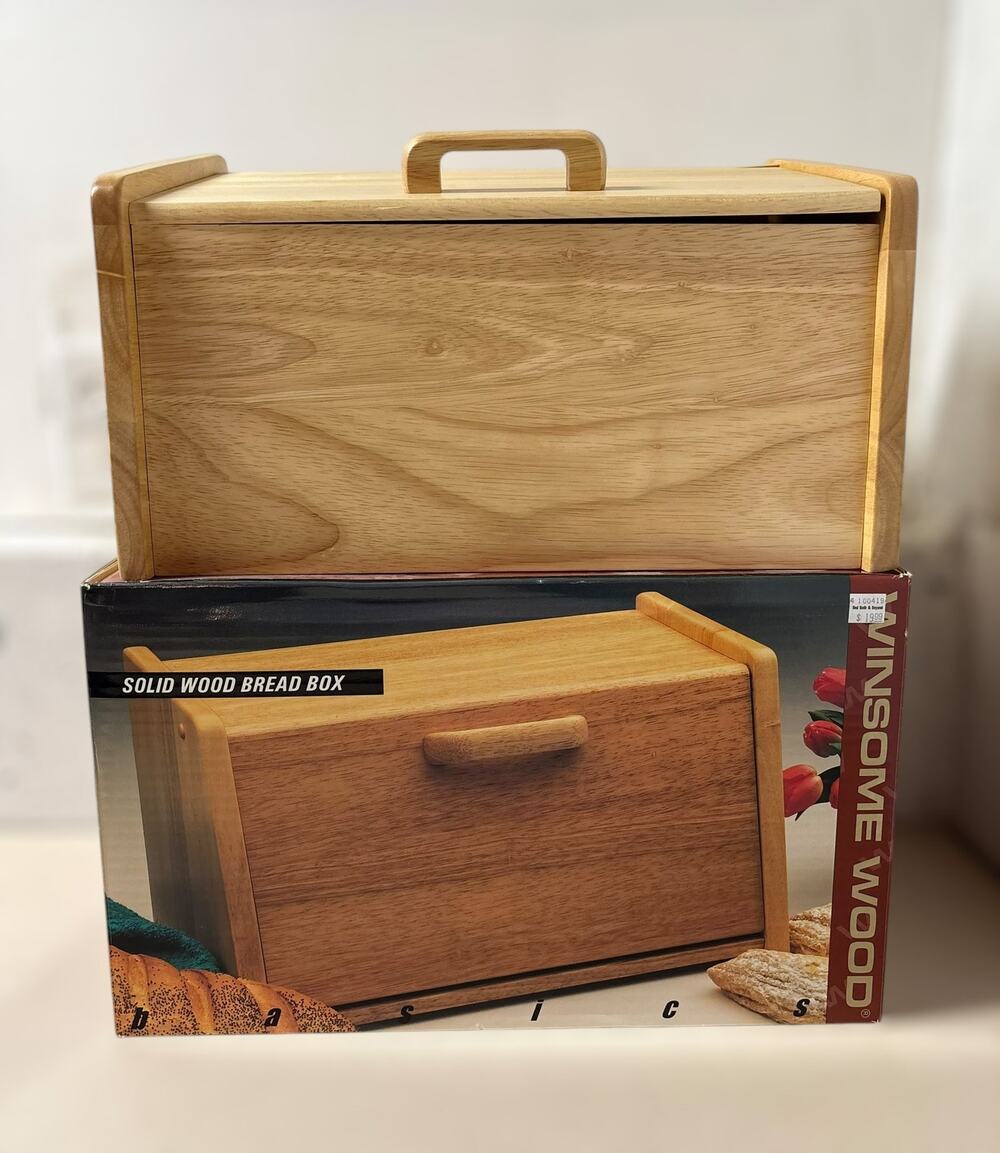 Vintage Winsome Wood Bread Box | Countertop Kitchen Storage with Original Box